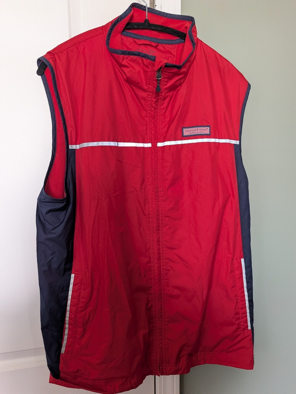 Vineyard Vines Red and Navy Lightweight Wind Vest